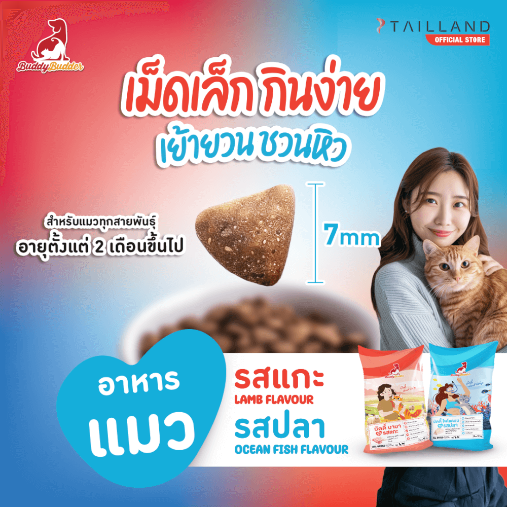 อาหารเม็ดสำหรับแมว BUDDY BUDDER สูตรบัดดี้ โพไซดอน รสปลา โซเดียมต่ำ ไม่เติมเกลือ (1.2 KG X 2)